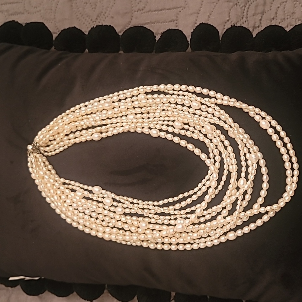 Ross Simons multi strand of 12  pearl necklace and 5 strand bracelet in original